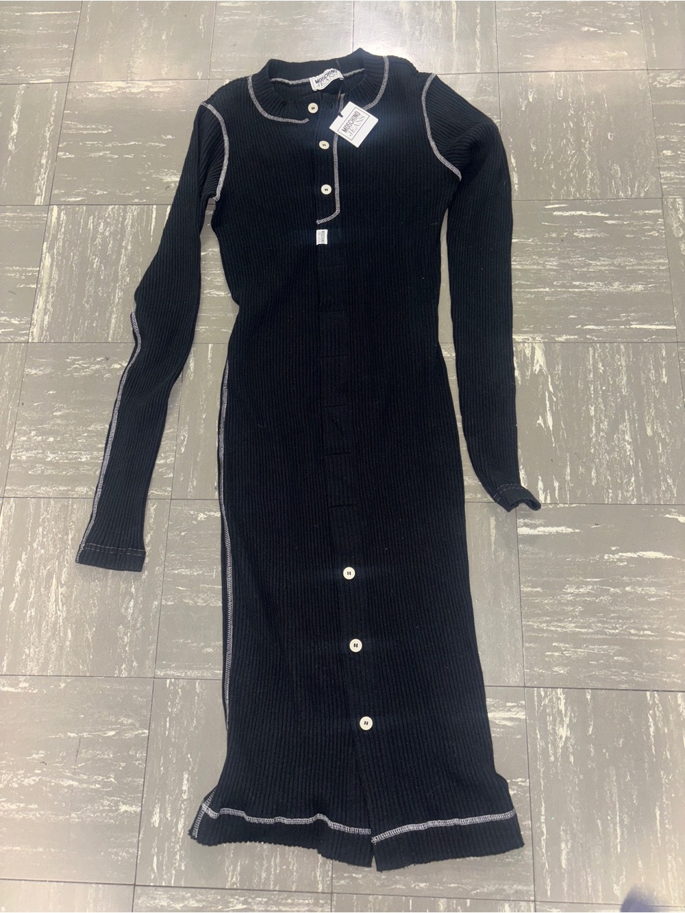 NWT Moschino Jeans Black Stretch Cotton Dress Size Large Model Number K1J0424